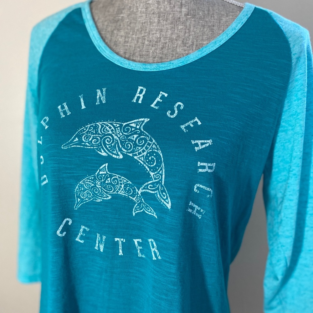 Dolphin Research Center Teal Tribal Baseball T XL